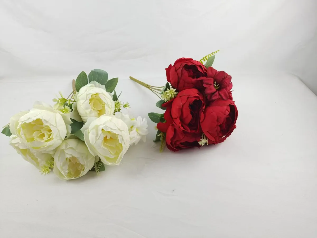 Искусственные розы из ткани, 7 головок, для декора и DIY
