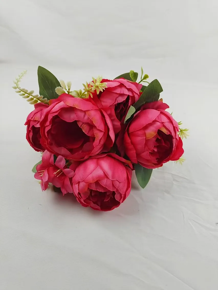 Искусственные розы из ткани, 7 головок, для декора и DIY