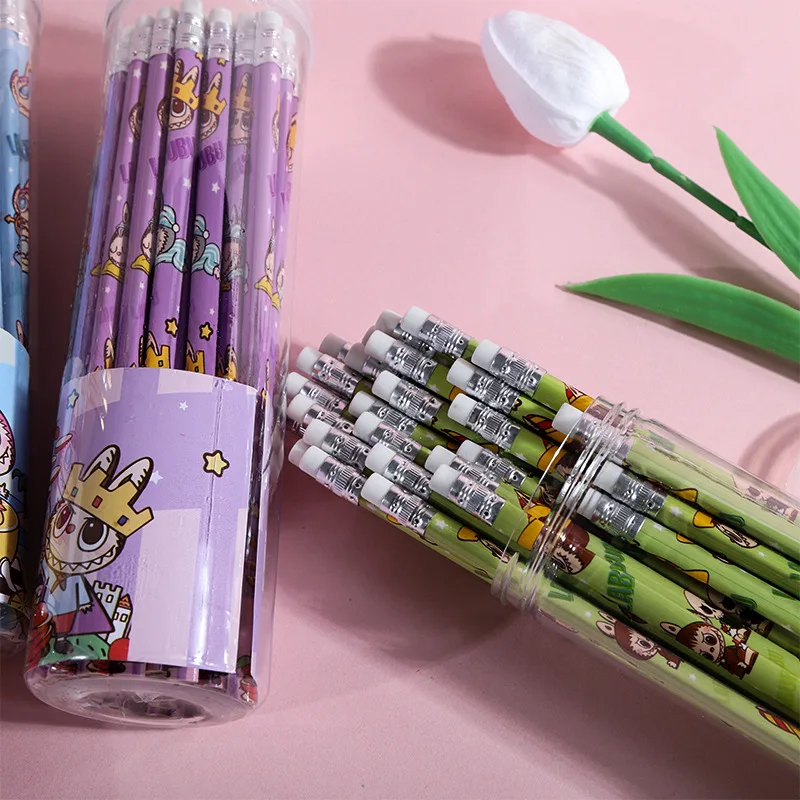 30 шт. карандашей 2B с треугольным корпусом, деревянные, с рисунками