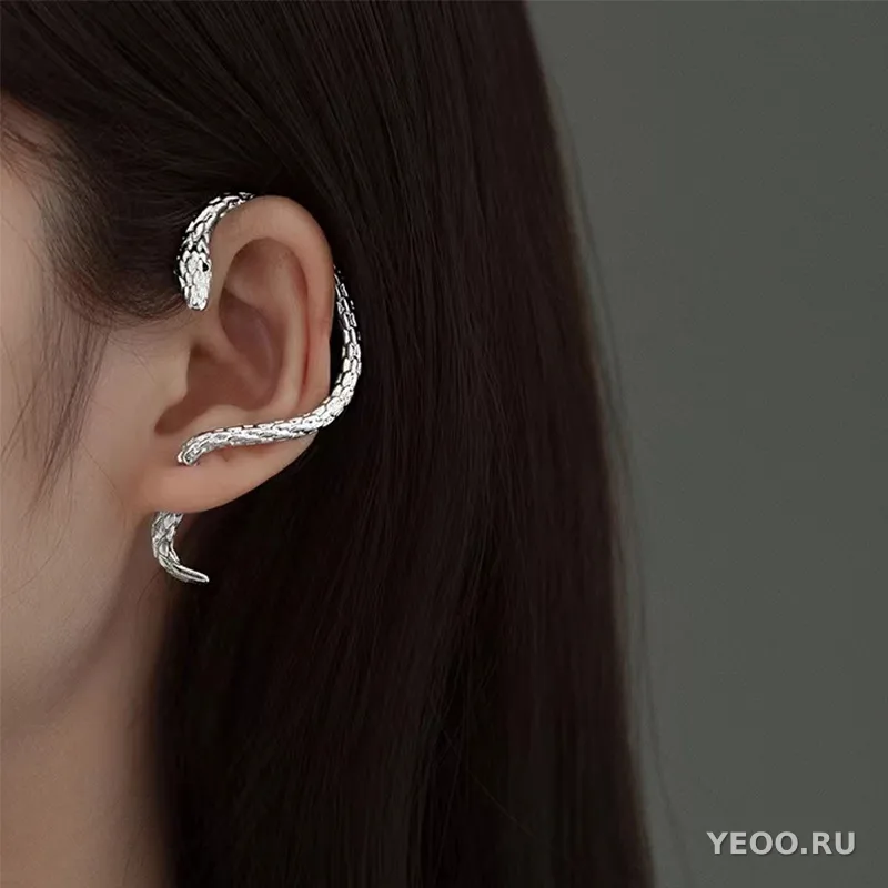 Серьги-гвоздики в виде змеи, оригинальный дизайн, темный стиль