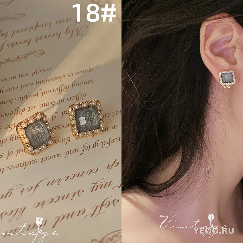 Серьги-клипсы в форме спирали с жемчугом, без прокола, для женщин