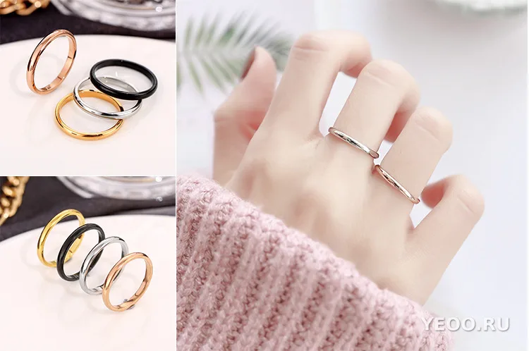 Кольцо женское из титановой стали с покрытием 18K, тонкое, гладкое, не тускнеет