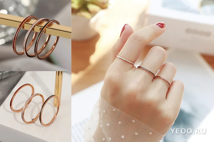 Кольцо женское из титановой стали с покрытием 18K, тонкое, гладкое, не тускнеет