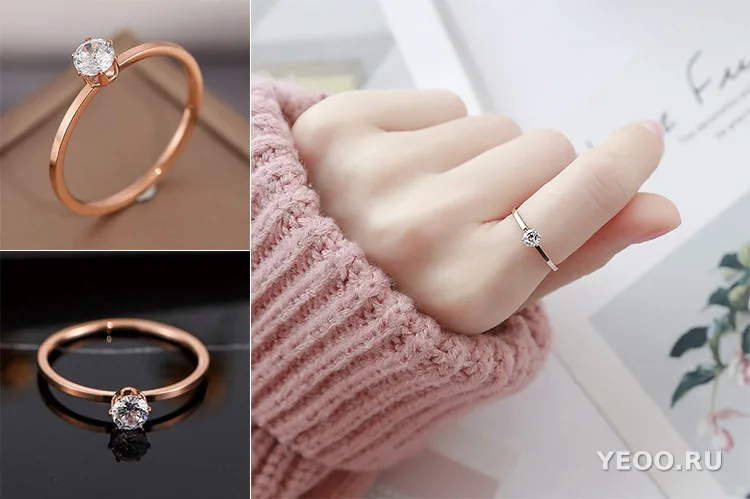 Кольцо женское из титановой стали с покрытием 18K, тонкое, гладкое, не тускнеет