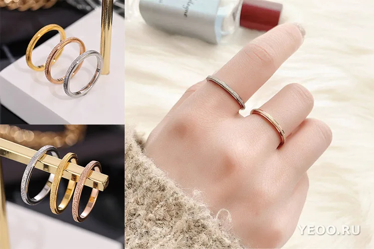Кольцо женское из титановой стали с покрытием 18K, тонкое, гладкое, не тускнеет