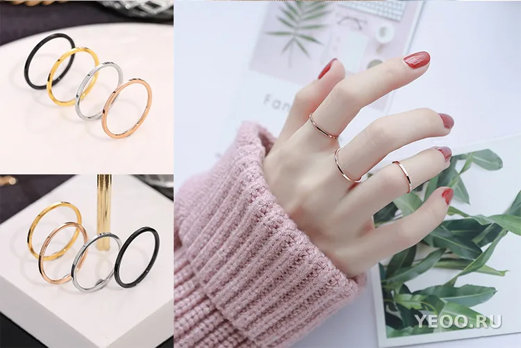 Кольцо женское из титановой стали с покрытием 18K, тонкое, гладкое, не тускнеет