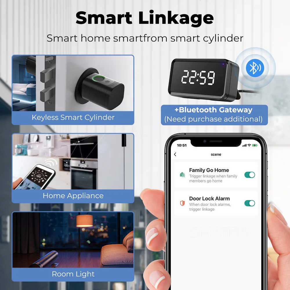 Умный замок с отпечатком пальца и Bluetooth, для квартиры и офиса