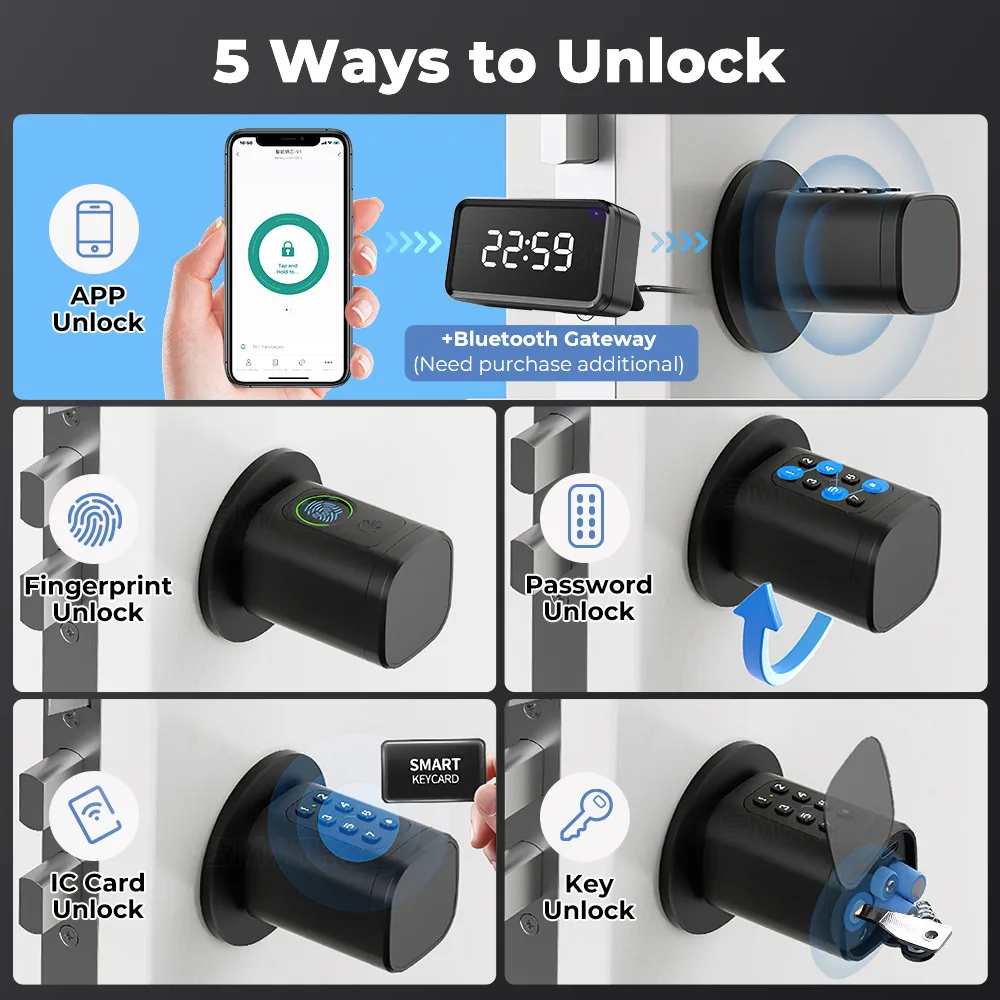 Умный замок с отпечатком пальца и Bluetooth, для квартиры и офиса