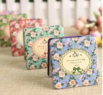 Складное карманное зеркало из PU-кожи, двустороннее, 6x6 см