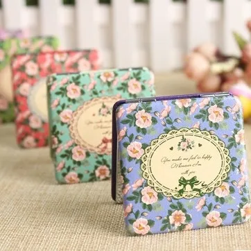 Складное карманное зеркало из PU-кожи, двустороннее, 6x6 см