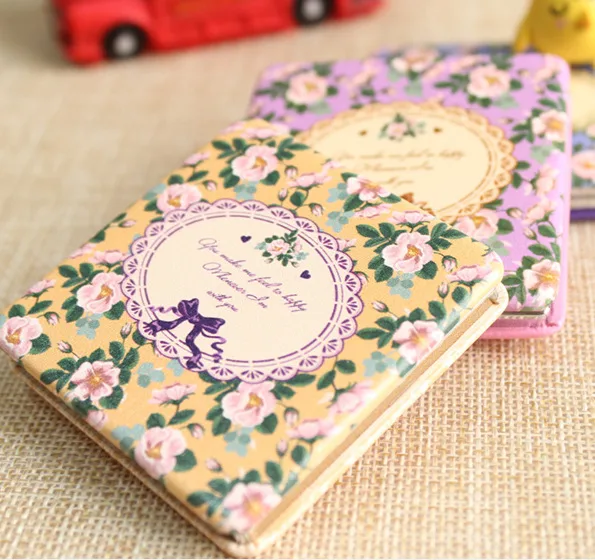 Складное карманное зеркало из PU-кожи, двустороннее, 6x6 см