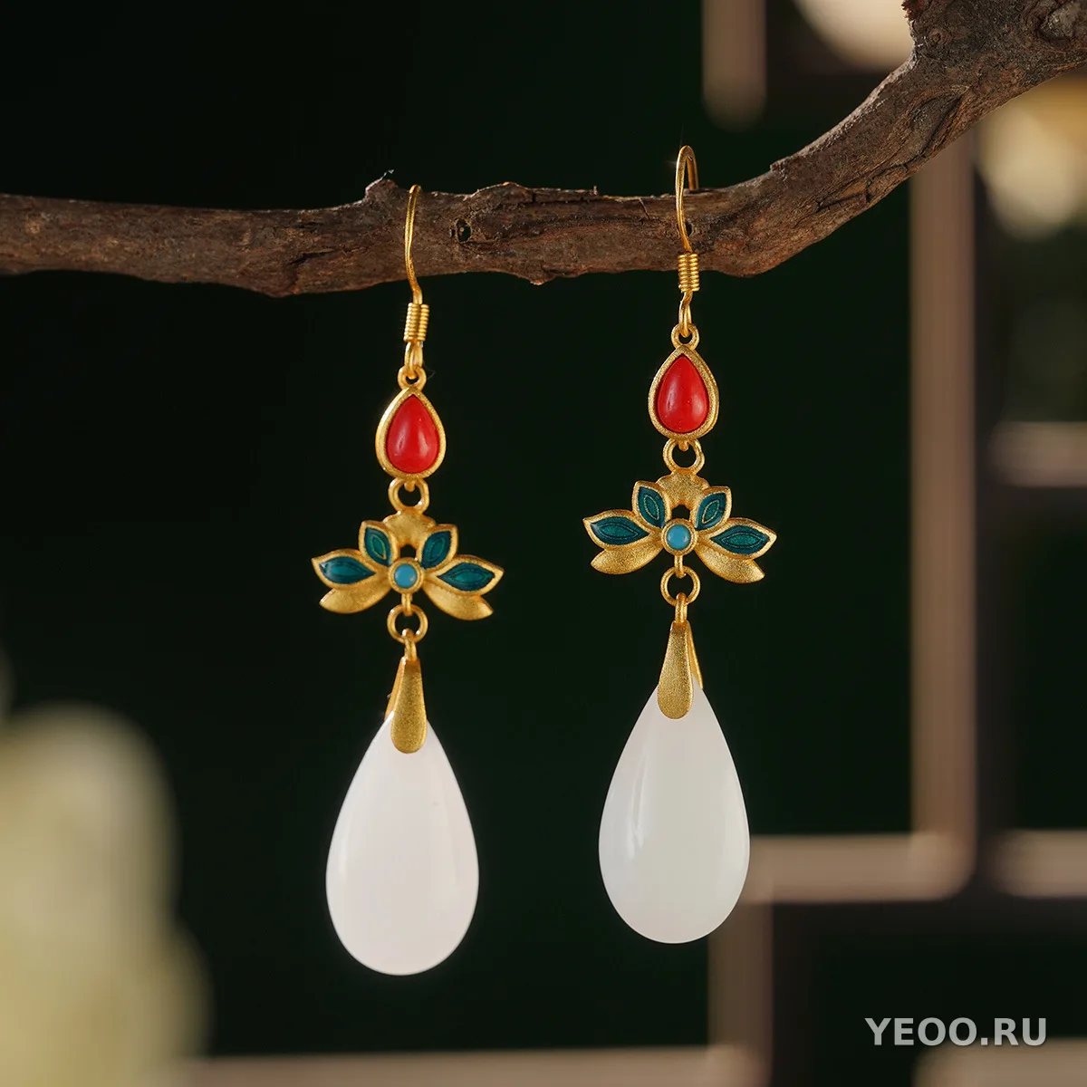 Серьги китайские в стиле ханьфу, металлические, с подвесками, геометрическая форма, покрытие гальваникой