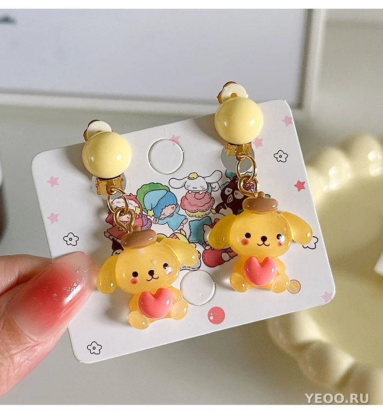 Детские сережки-зажимы с персонажами Sanrio для девочек