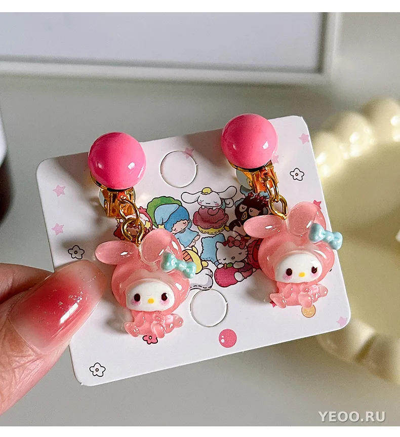 Детские сережки-зажимы с персонажами Sanrio для девочек