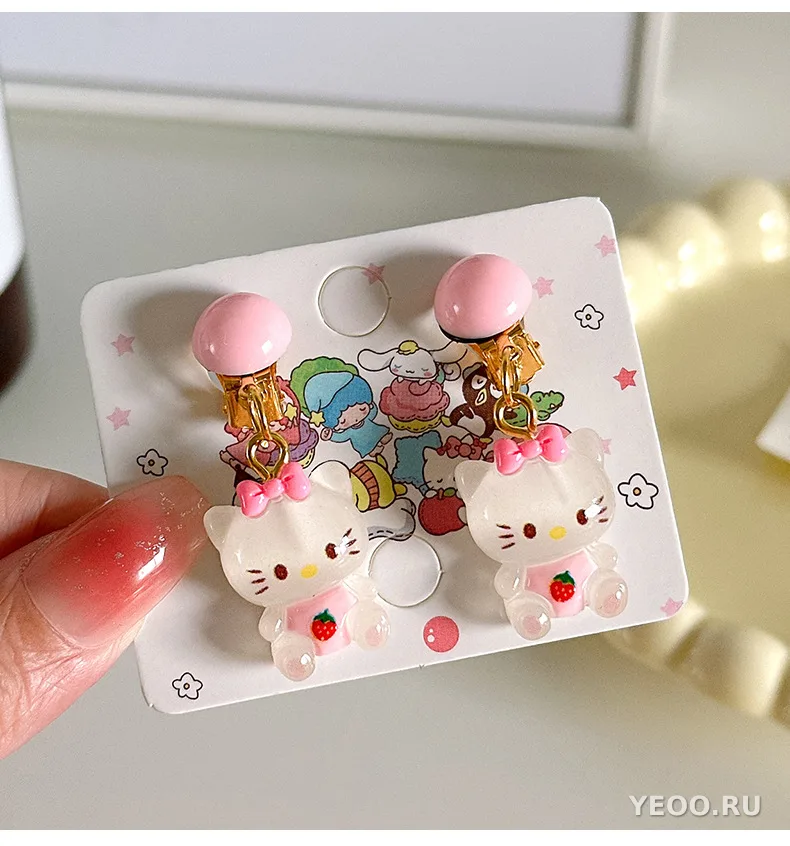 Детские сережки-зажимы с персонажами Sanrio для девочек