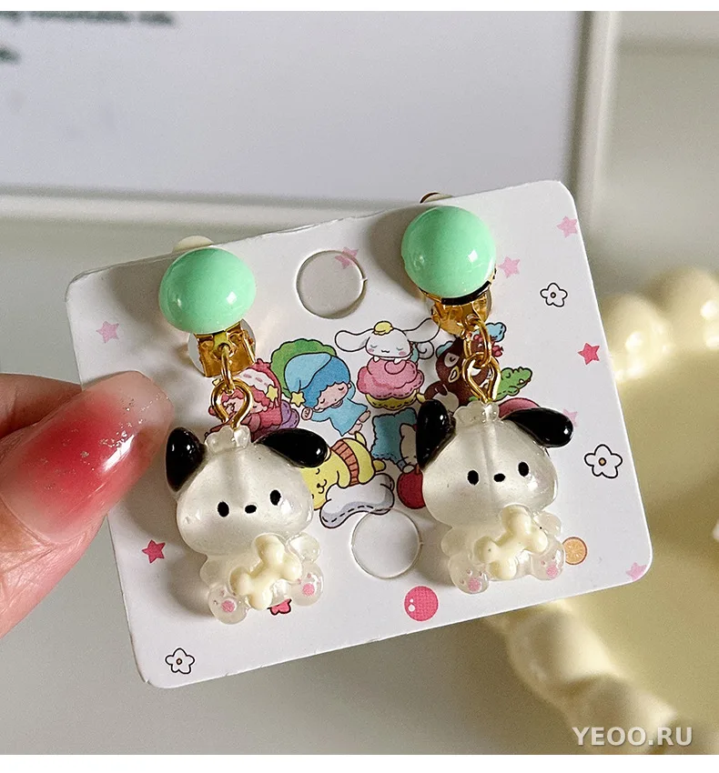 Детские сережки-зажимы с персонажами Sanrio для девочек