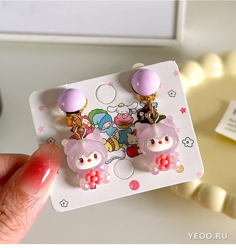 Детские сережки-зажимы с персонажами Sanrio для девочек