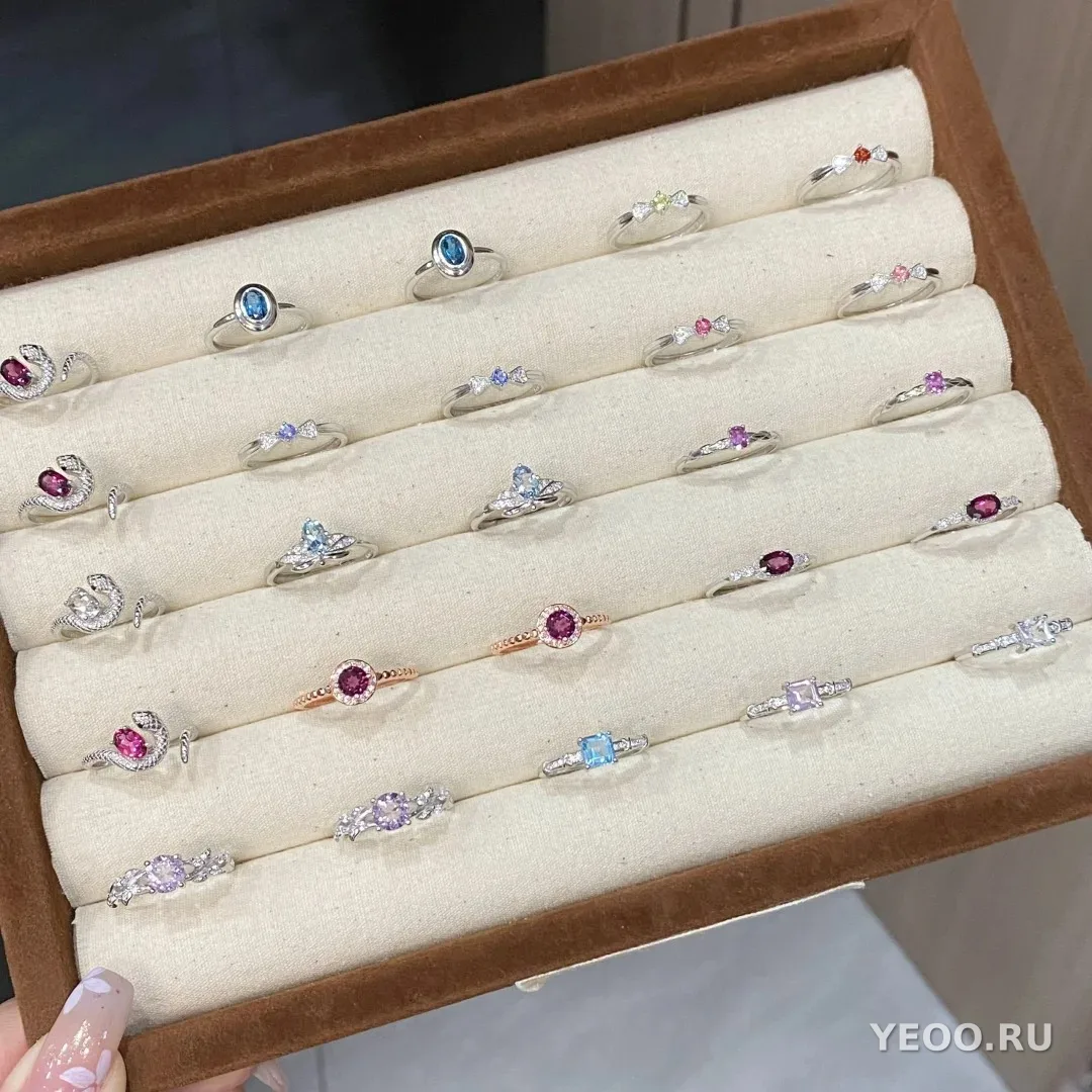 Кольцо женское из стерлингового серебра 925 пробы с цирконием, регулируемое