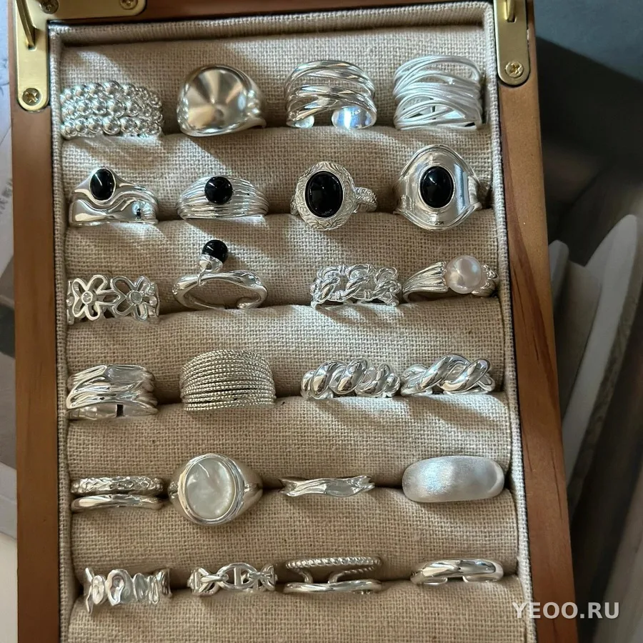 Кольцо женское из стерлингового серебра 925 пробы, простое, открытого типа