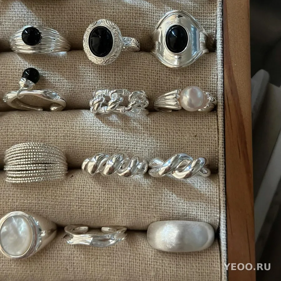 Кольцо женское из стерлингового серебра 925 пробы, простое, открытого типа