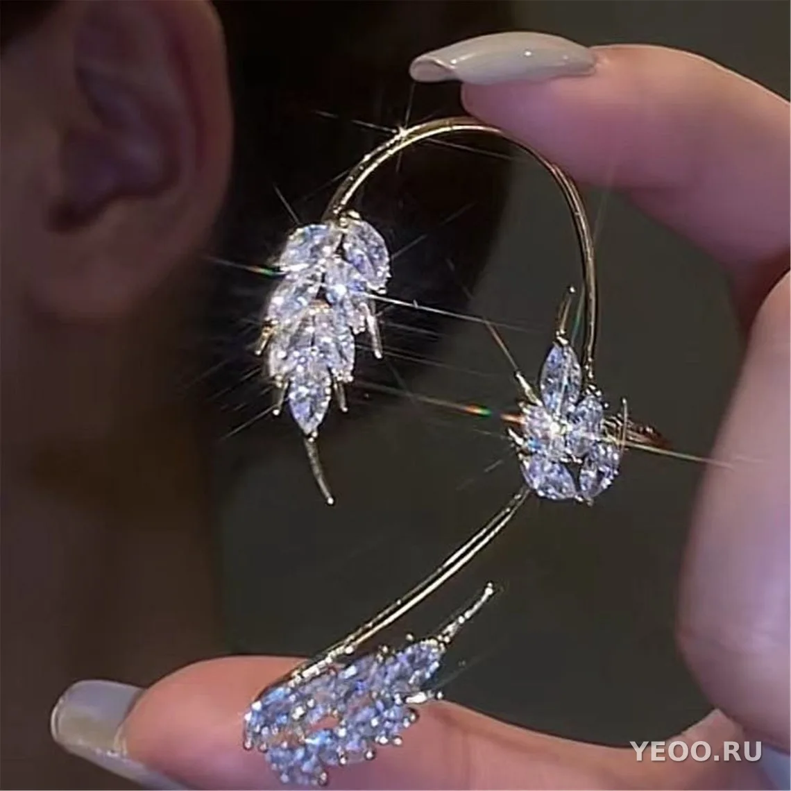 Серьги-подвески-бабочки и кисточки, сплав, без прокола