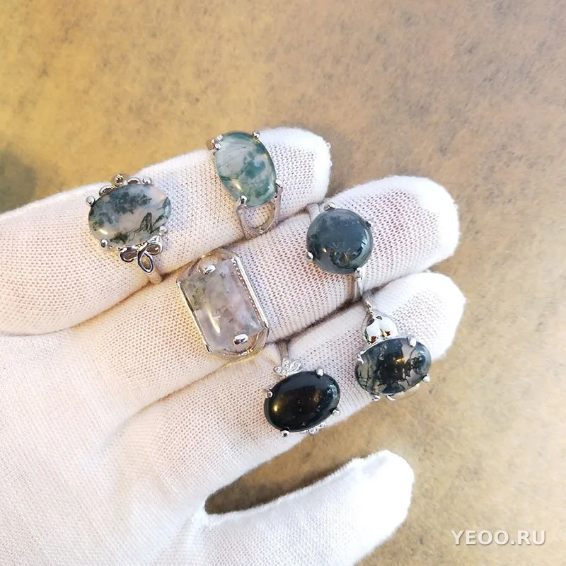 Кольца из натуральных камней, разных видов, в коробке, экспортные, оптом от производителя