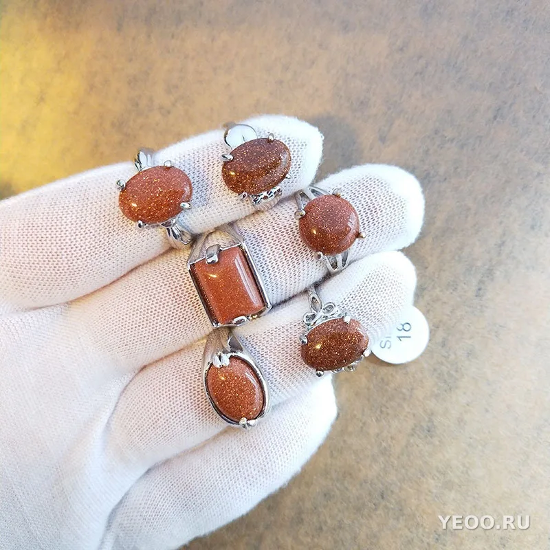 Кольца из натуральных камней, разных видов, в коробке, экспортные, оптом от производителя