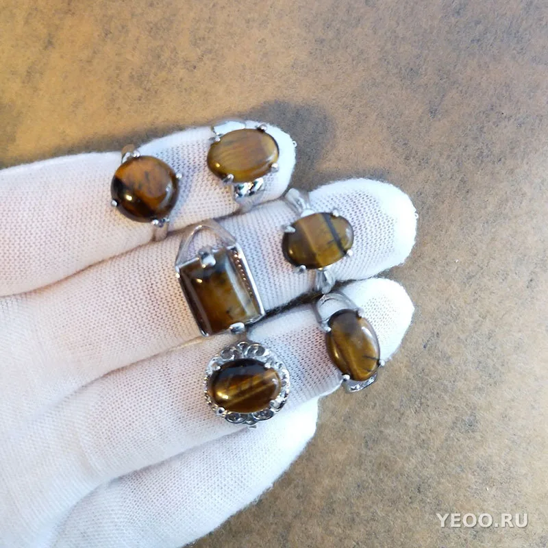 Кольца из натуральных камней, разных видов, в коробке, экспортные, оптом от производителя