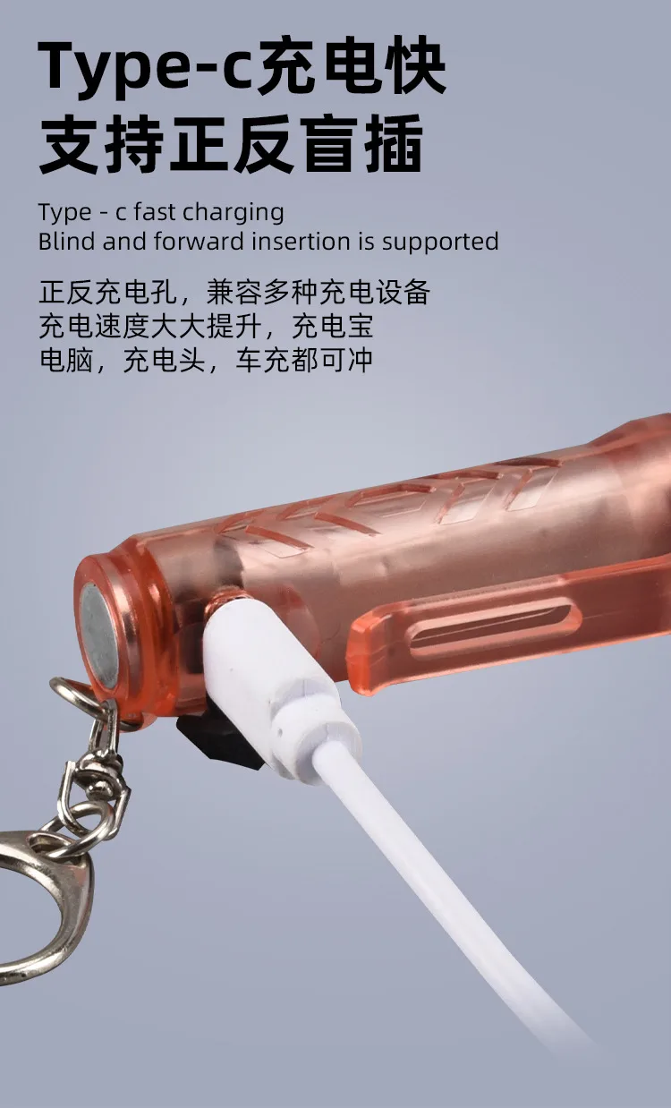 Мини-фонарь-брелок на USB с магнитом и креплением на козырёк