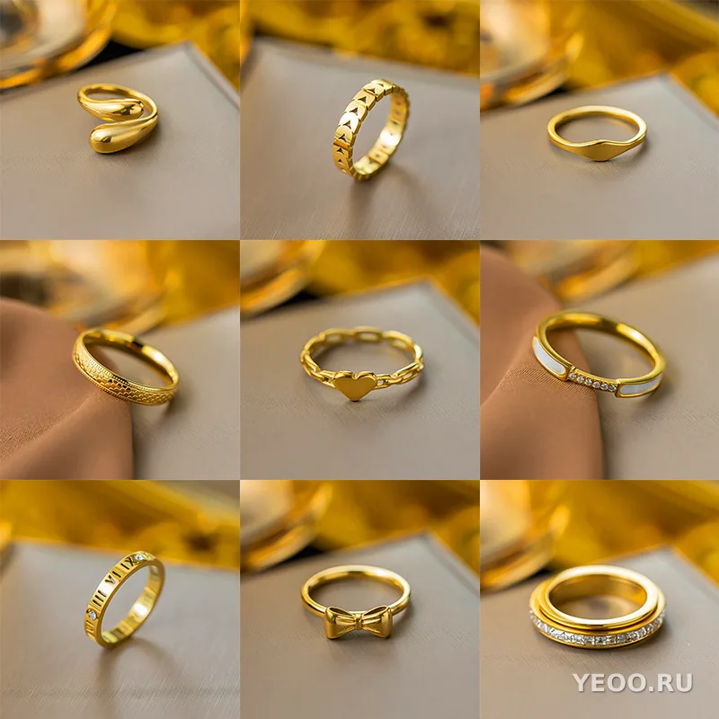 Кольцо женское из титановой стали с покрытием 18K, минималистичное, для указательного пальца