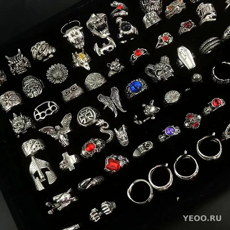 Кольцо мужское металлическое в стиле ретро, геометрический узор-тотем, модное