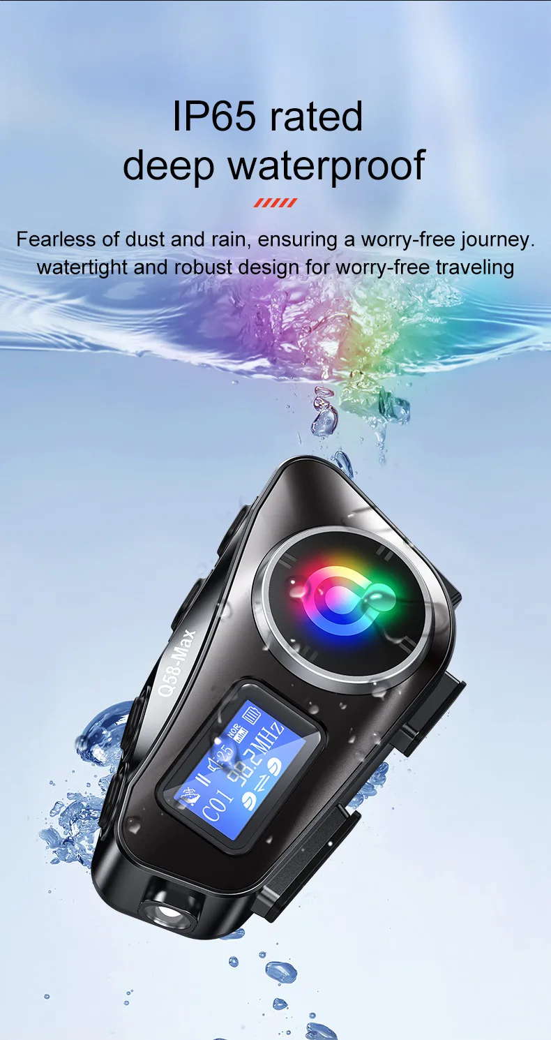 Мотоциклетная гарнитура Bluetooth для шлема с LCD-экраном и FM-рацией