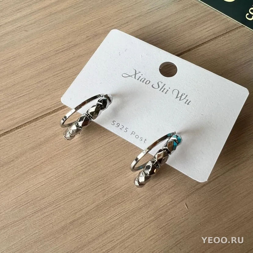 Серьги-гвоздики с кристаллами, из медного сплава, в модном стиле