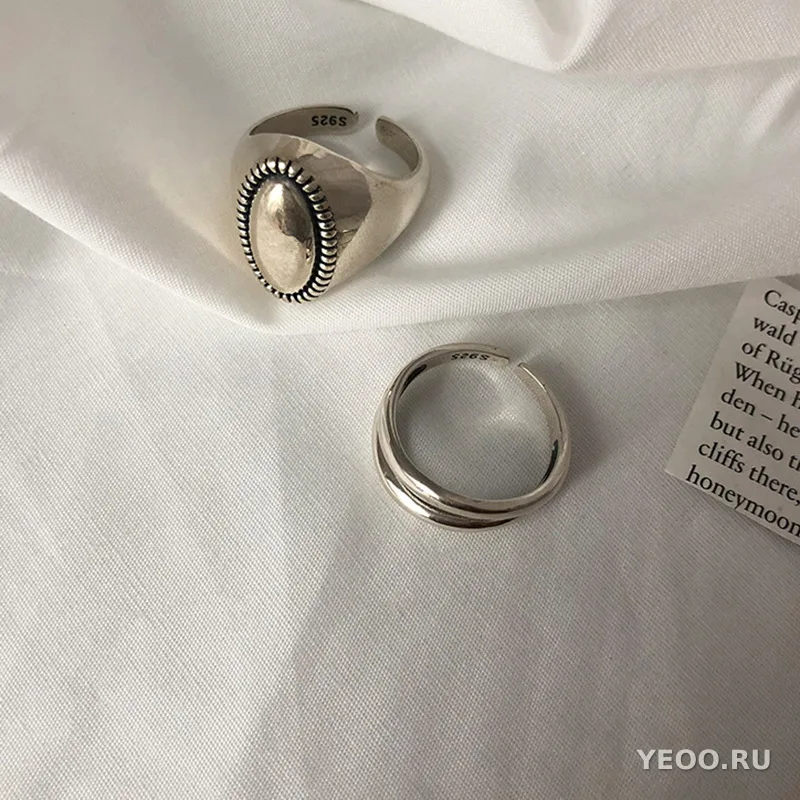 Открытые кольца из серебра 925 пробы в японском стиле для женщин, модные инстаграм-тренды