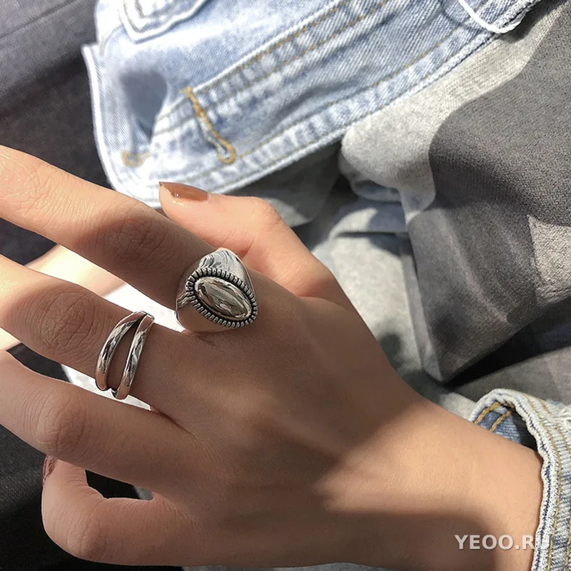 Открытые кольца из серебра 925 пробы в японском стиле для женщин, модные инстаграм-тренды
