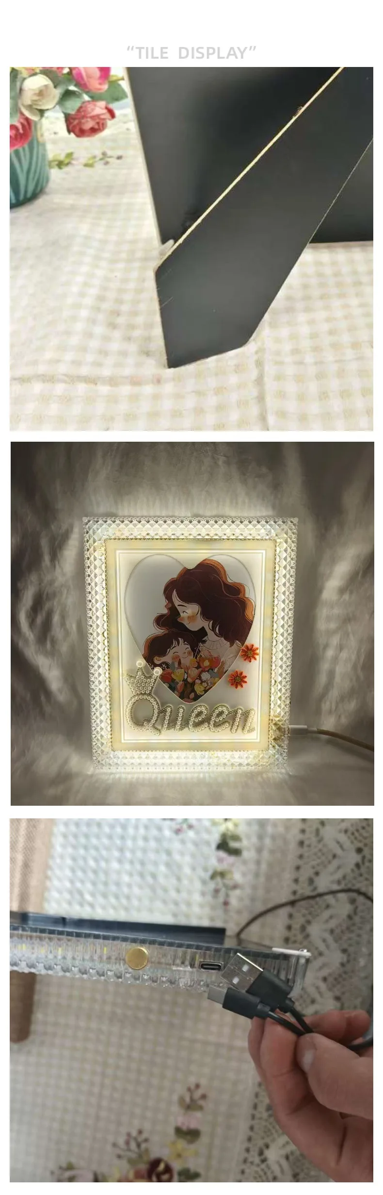 Декоративная фоторамка с подсветкой LED, прямоугольная, 20×25 см