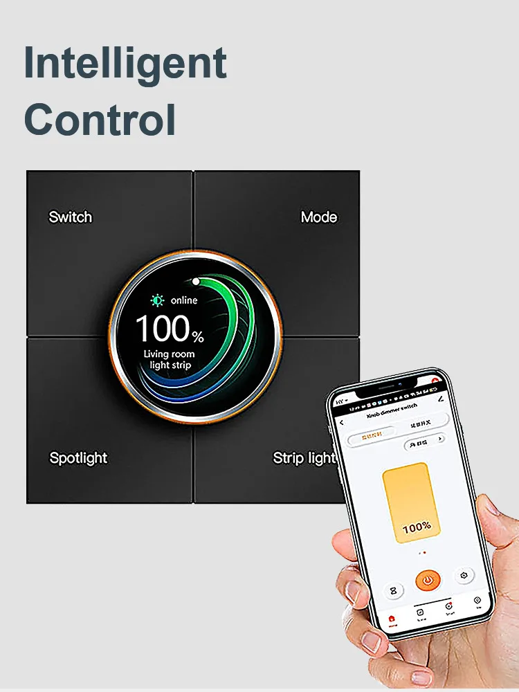 Умный настенный выключатель Zigbee с поворотным регулятором и сценарным управлением