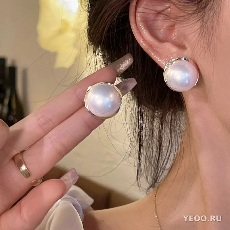Серьги-гвоздики из серебра 925 пробы с жемчугом, женские, современный стиль