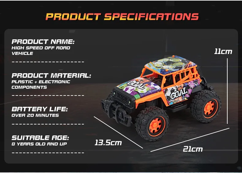 Радиоуправляемый внедорожник 4WD с большими колёсами, 2.4G, аккумулятор