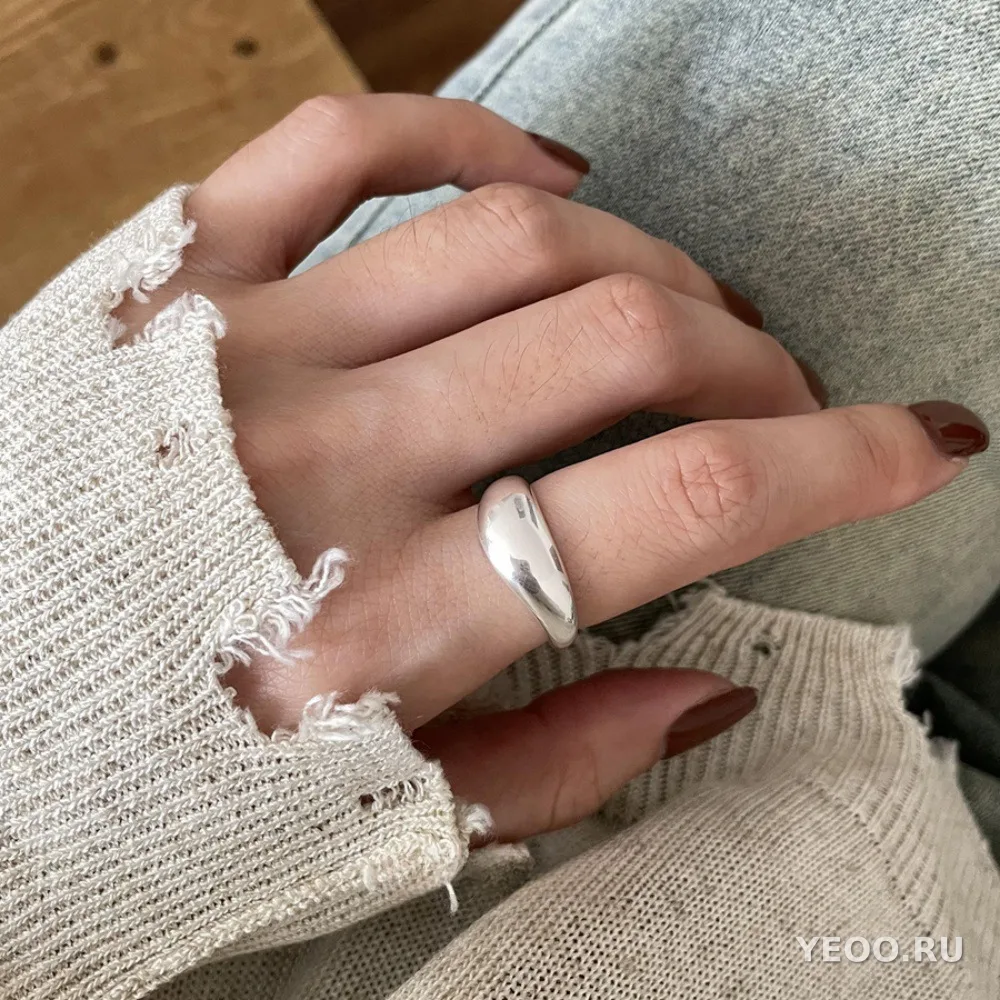Серебряное кольцо 925 пробы, женское, минималистичный дизайн в стиле Instagram