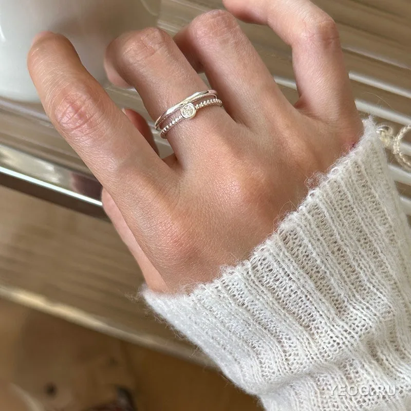 Серебряное кольцо 925 пробы, женское, минималистичный дизайн в стиле Instagram