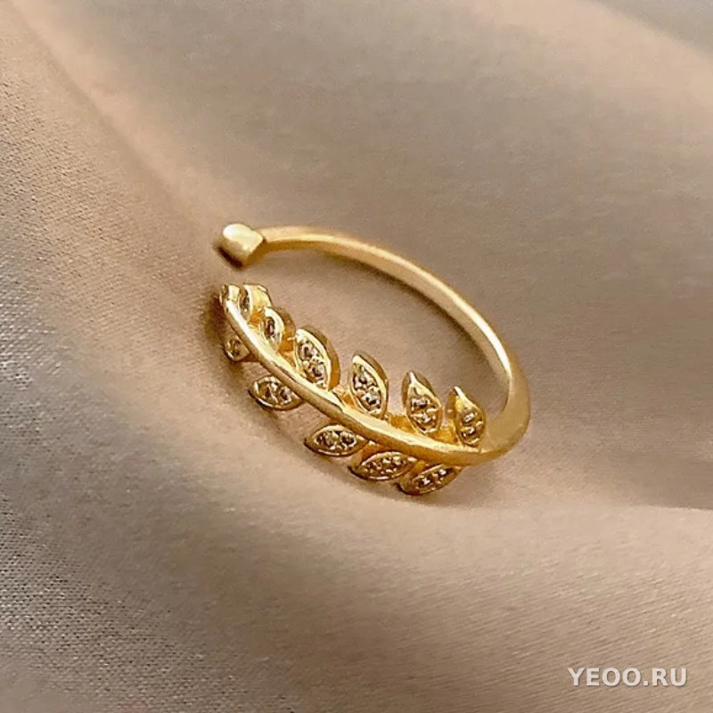 Кольцо женское с золочением, цветок, корейский стиль, изящное, модное