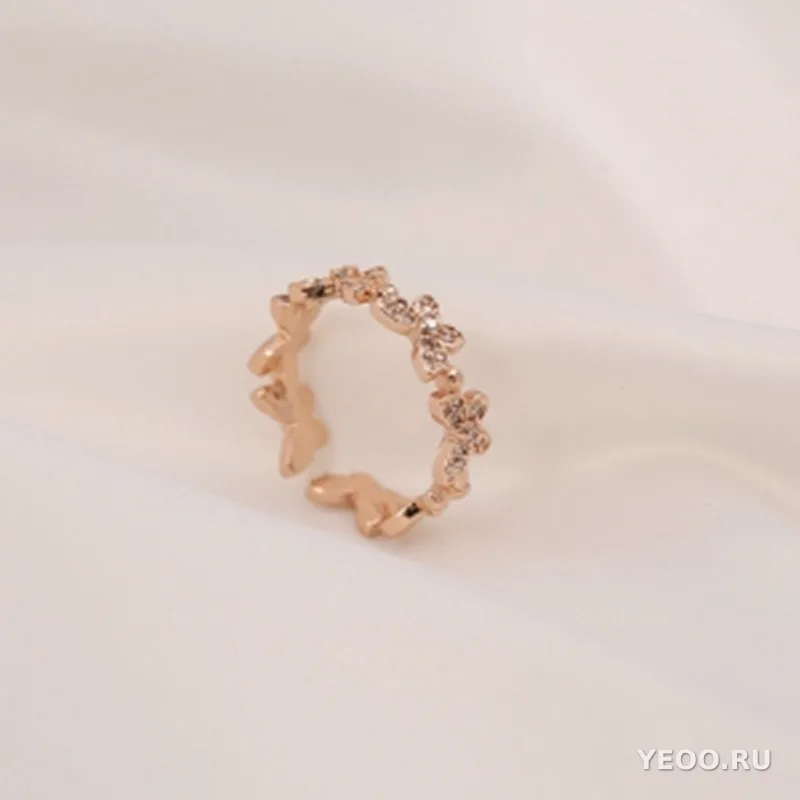 Кольцо женское с золочением, цветок, корейский стиль, изящное, модное