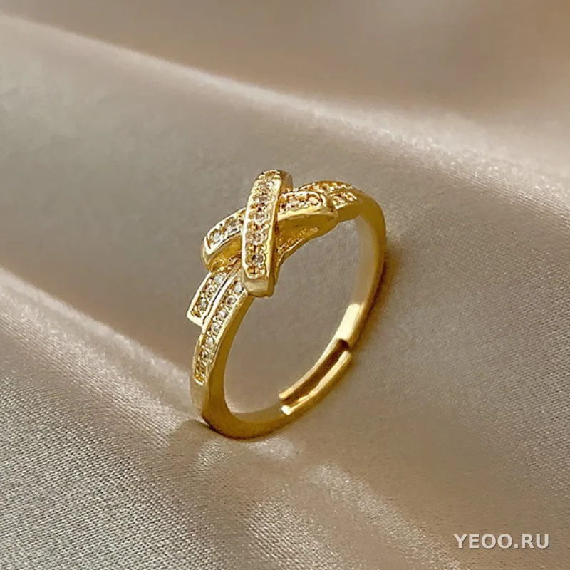 Кольцо женское с золочением, цветок, корейский стиль, изящное, модное