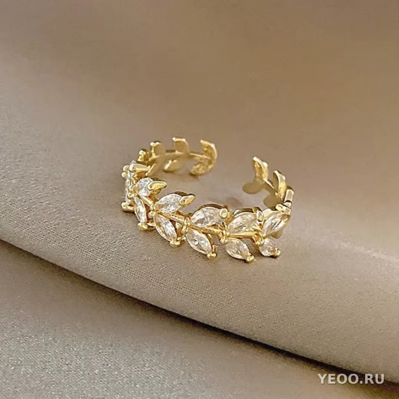 Кольцо женское с золочением, цветок, корейский стиль, изящное, модное