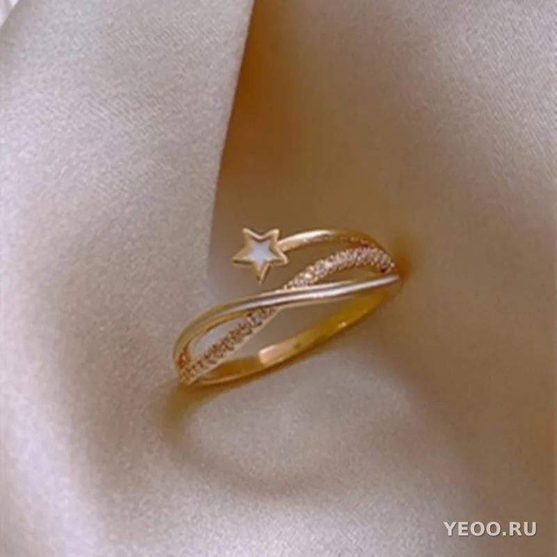 Кольцо женское с золочением, цветок, корейский стиль, изящное, модное