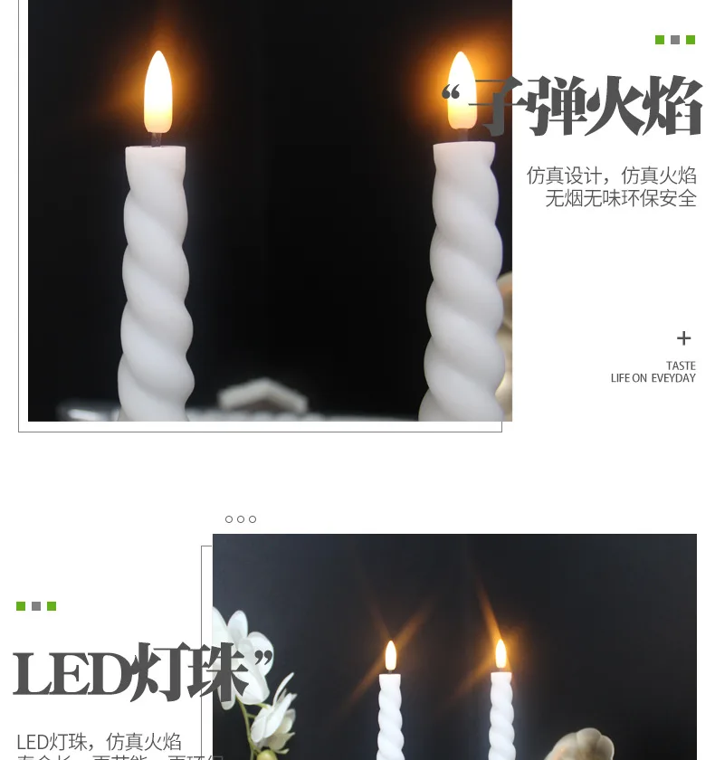 LED-свеча витая с длинным стержнем, 3D, имитация чёрного фитиля, 2 шт.