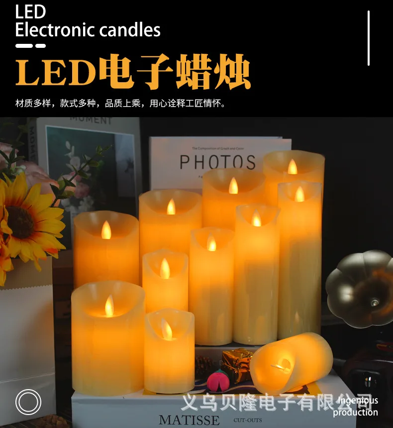 LED-свеча с дистанционным управлением и аккумулятором, имитация воска