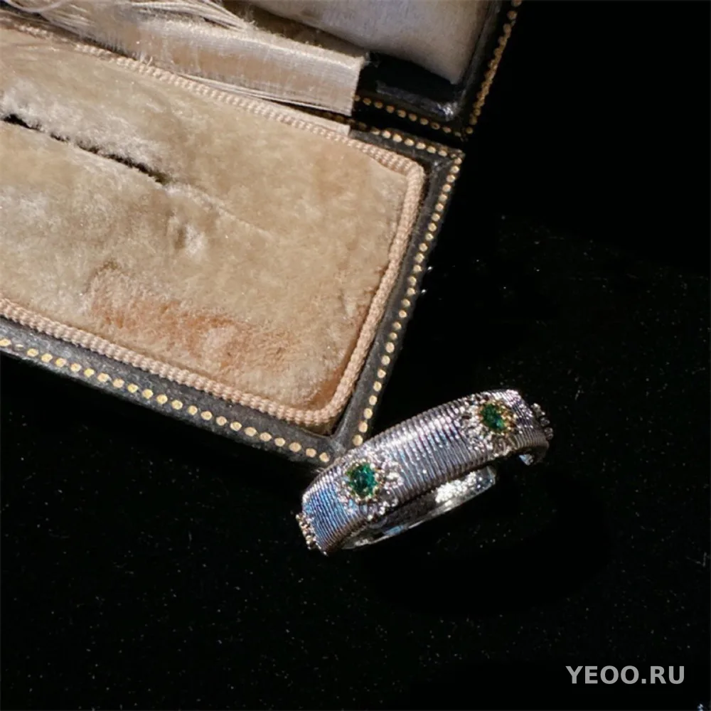 Кольцо из стерлингового серебра 925 пробы с матовыми циркониями в винтажном стиле