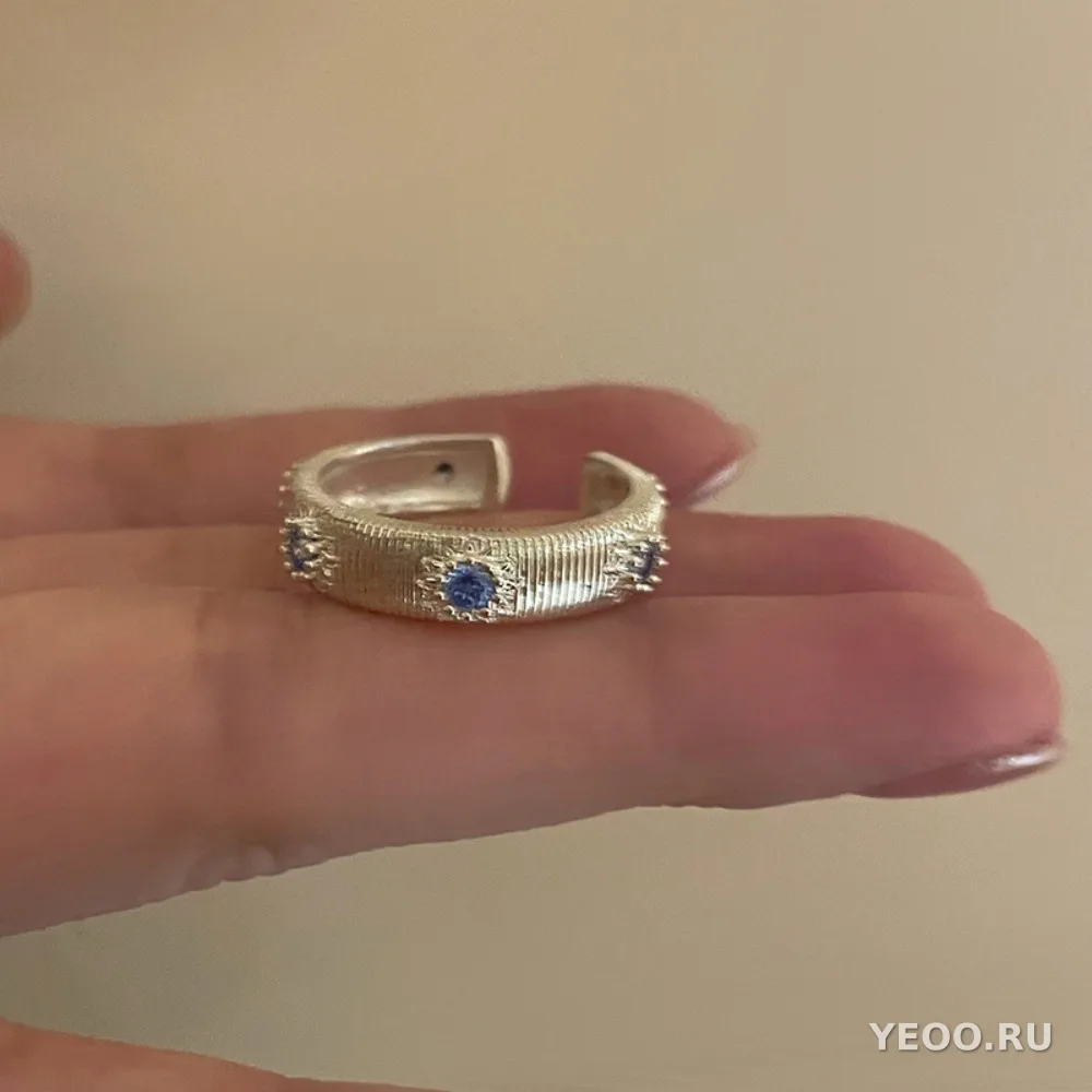 Кольцо из стерлингового серебра 925 пробы с матовыми циркониями в винтажном стиле